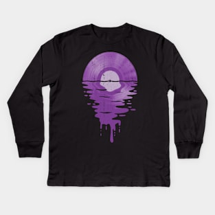 Cool Music Vinyl Record Vintage Retro Purple Kids Long Sleeve T-Shirt